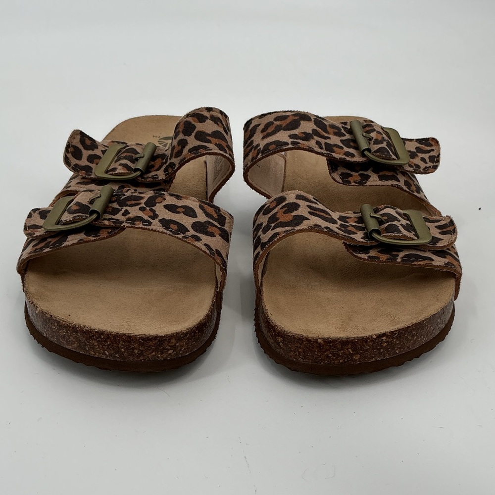 Leopard Print Double Buckle Slide Academy Sandals - Women's - Picture 3 of 9